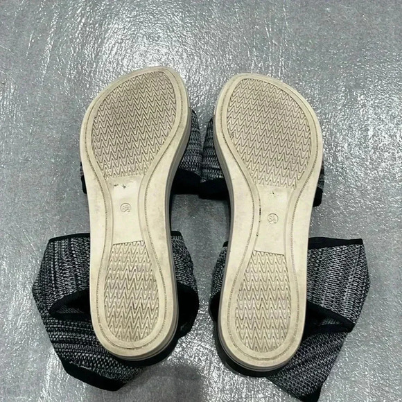 [8.5]Eileen Fisher Black White Knit Platform  Sandals - Picture 8 of 9